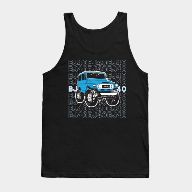 BJ40 Stacked in Blue Tank Top by Bulloch Speed Shop